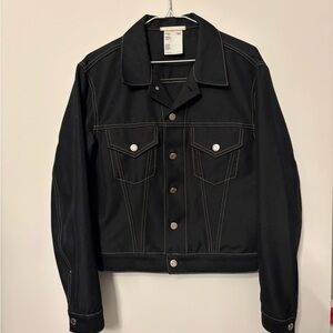 Men's Black Contrast-Stitch Trucker Jacket